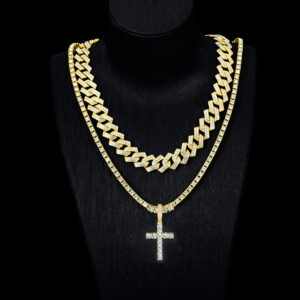 Full-Diamond Cross Necklace In European And American Hip-Hop Style
