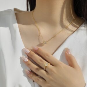 Sterling Silver Heart-Shaped Ring Necklace For Women