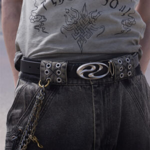 Matte Silver-plated Distressed Full-grain Leather Belt