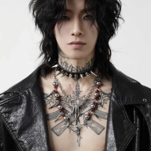 Original, Handcrafted, Heavily Embellished Punk-style Necklace